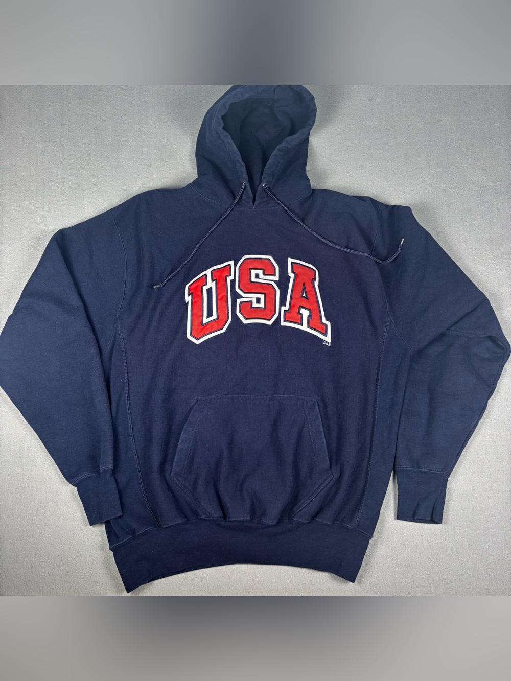 Vintage Steve And Barrys Men’s USA Embroidered Navy Hooded Sweatshirt XL
